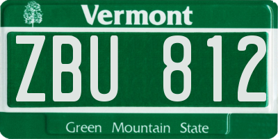 VT license plate ZBU812