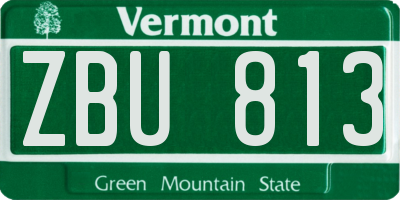 VT license plate ZBU813