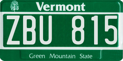 VT license plate ZBU815