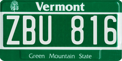 VT license plate ZBU816