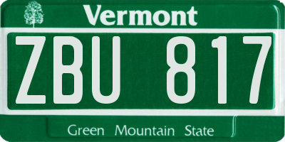 VT license plate ZBU817