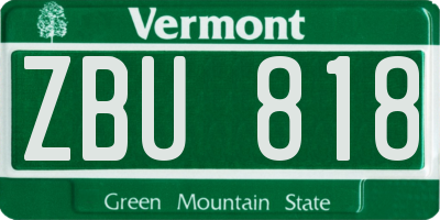 VT license plate ZBU818