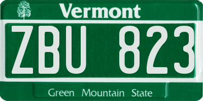 VT license plate ZBU823