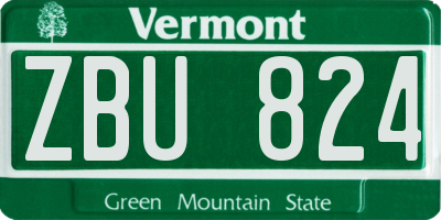 VT license plate ZBU824