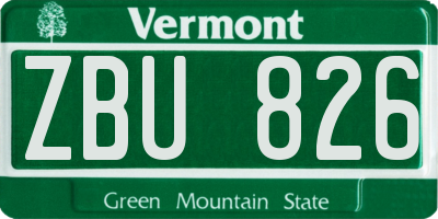 VT license plate ZBU826