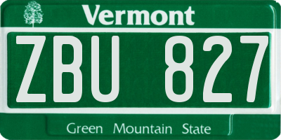 VT license plate ZBU827