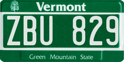 VT license plate ZBU829