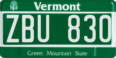 VT license plate ZBU830
