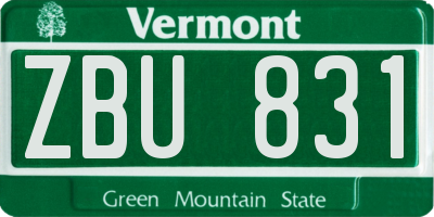 VT license plate ZBU831