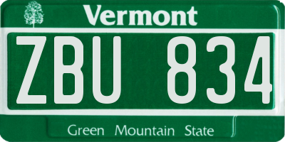 VT license plate ZBU834