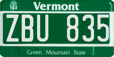 VT license plate ZBU835