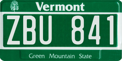 VT license plate ZBU841