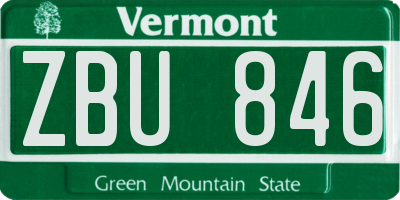 VT license plate ZBU846