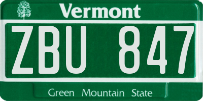 VT license plate ZBU847