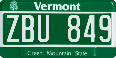 VT license plate ZBU849