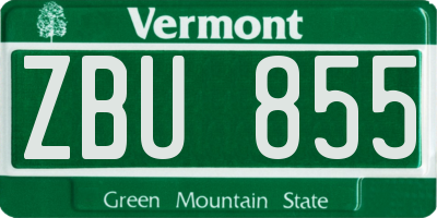 VT license plate ZBU855