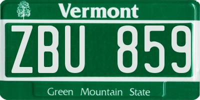 VT license plate ZBU859