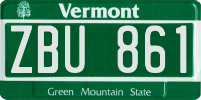 VT license plate ZBU861