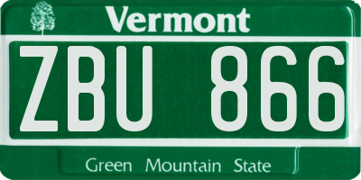 VT license plate ZBU866