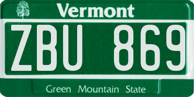 VT license plate ZBU869