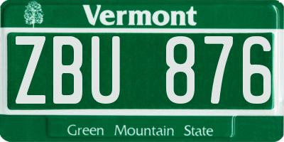VT license plate ZBU876