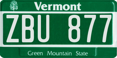 VT license plate ZBU877