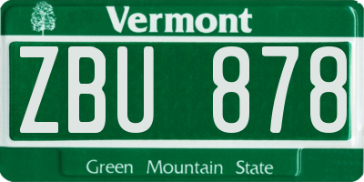 VT license plate ZBU878