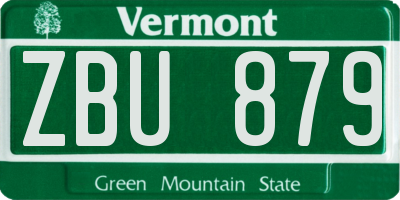 VT license plate ZBU879