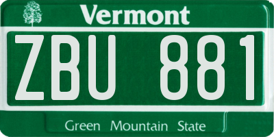 VT license plate ZBU881