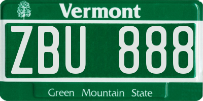 VT license plate ZBU888