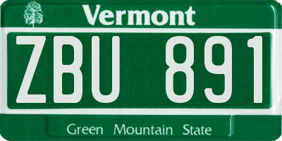 VT license plate ZBU891