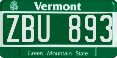 VT license plate ZBU893
