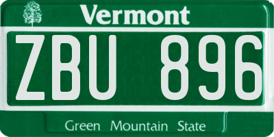VT license plate ZBU896