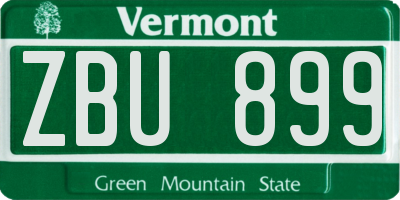 VT license plate ZBU899