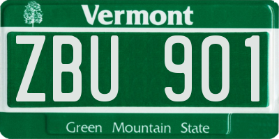 VT license plate ZBU901