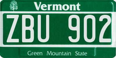 VT license plate ZBU902