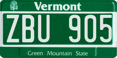 VT license plate ZBU905