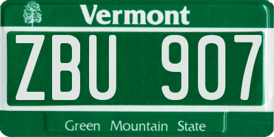 VT license plate ZBU907