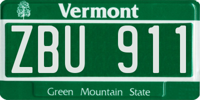 VT license plate ZBU911