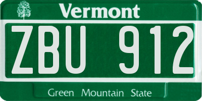 VT license plate ZBU912