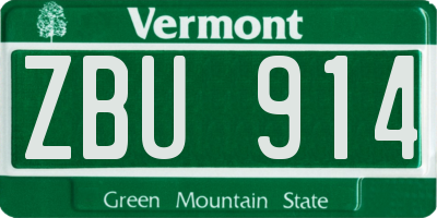 VT license plate ZBU914