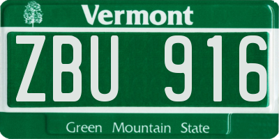 VT license plate ZBU916