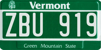 VT license plate ZBU919