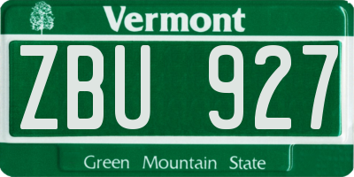VT license plate ZBU927