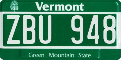 VT license plate ZBU948