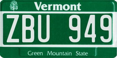 VT license plate ZBU949
