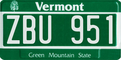 VT license plate ZBU951