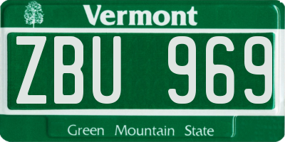 VT license plate ZBU969