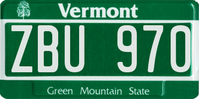 VT license plate ZBU970