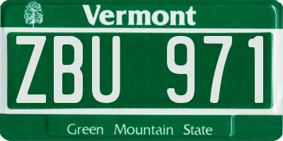 VT license plate ZBU971